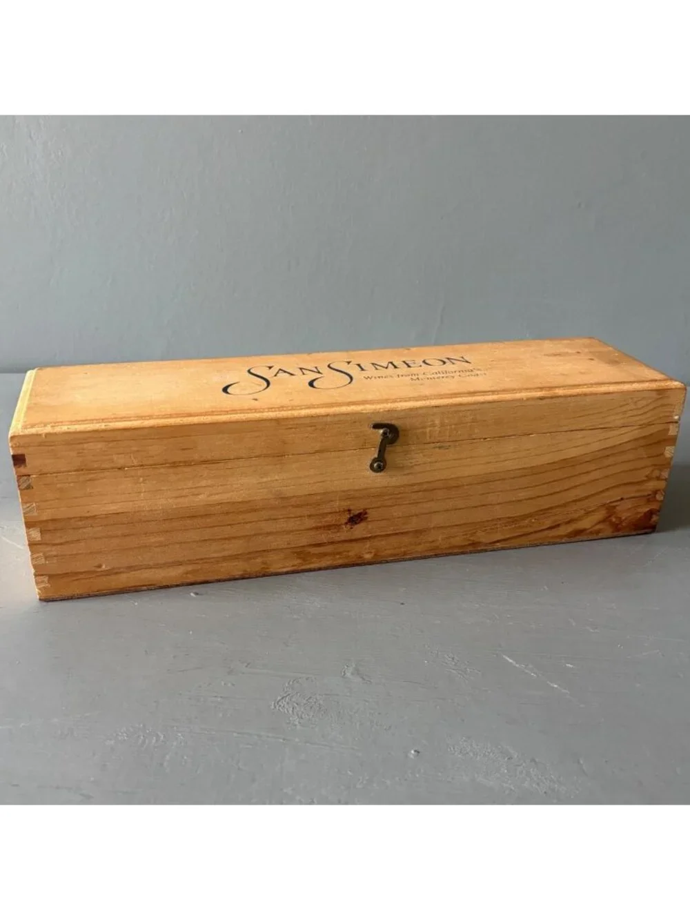 Vintage Wine Box San Simeon Monterey Coast California Wood Storage Crate Latched